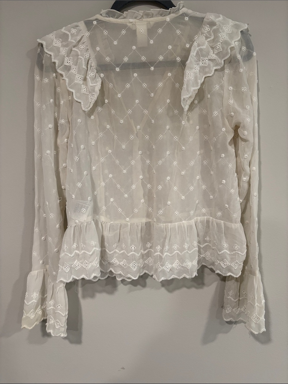 H&M Ivory Eyelet Ruffle Button-Front Blouse - Picture 6 of 6